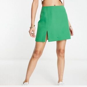 Asos Miss Selfridge Slit Hem Mini Skirt In Bright Green. Size 8.